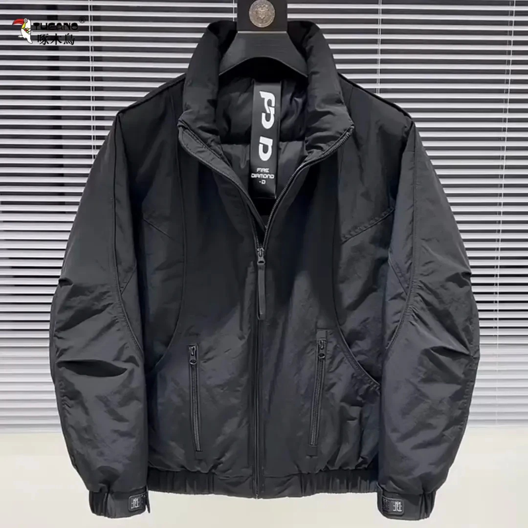 啄木鸟羽绒男士冬季新款2025宽松保暖白鸭绒防寒上衣美式休闲外套