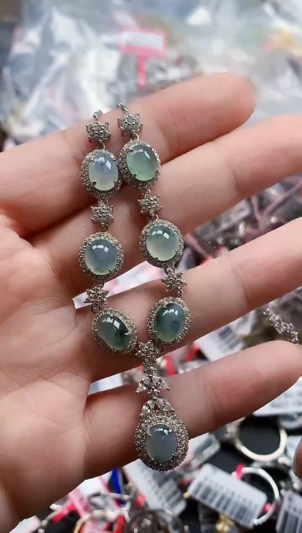 银S925镶嵌戒指翡翠天然A货缅甸翡翠