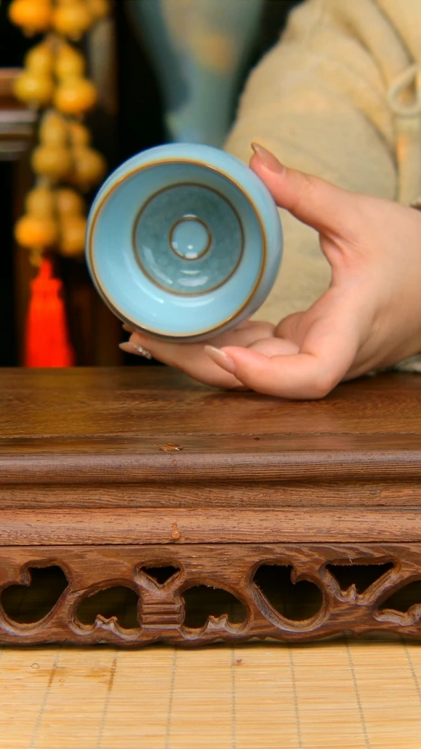 瓷片冰心杯原矿天青不完美