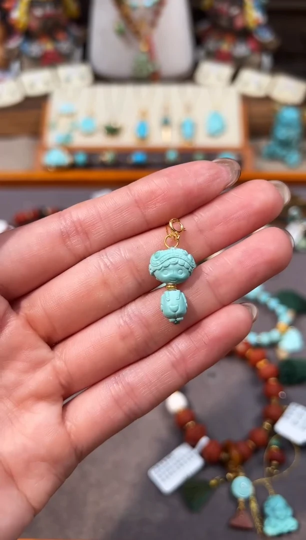 18K金镶嵌绿松石提溜叶*绿松石提溜