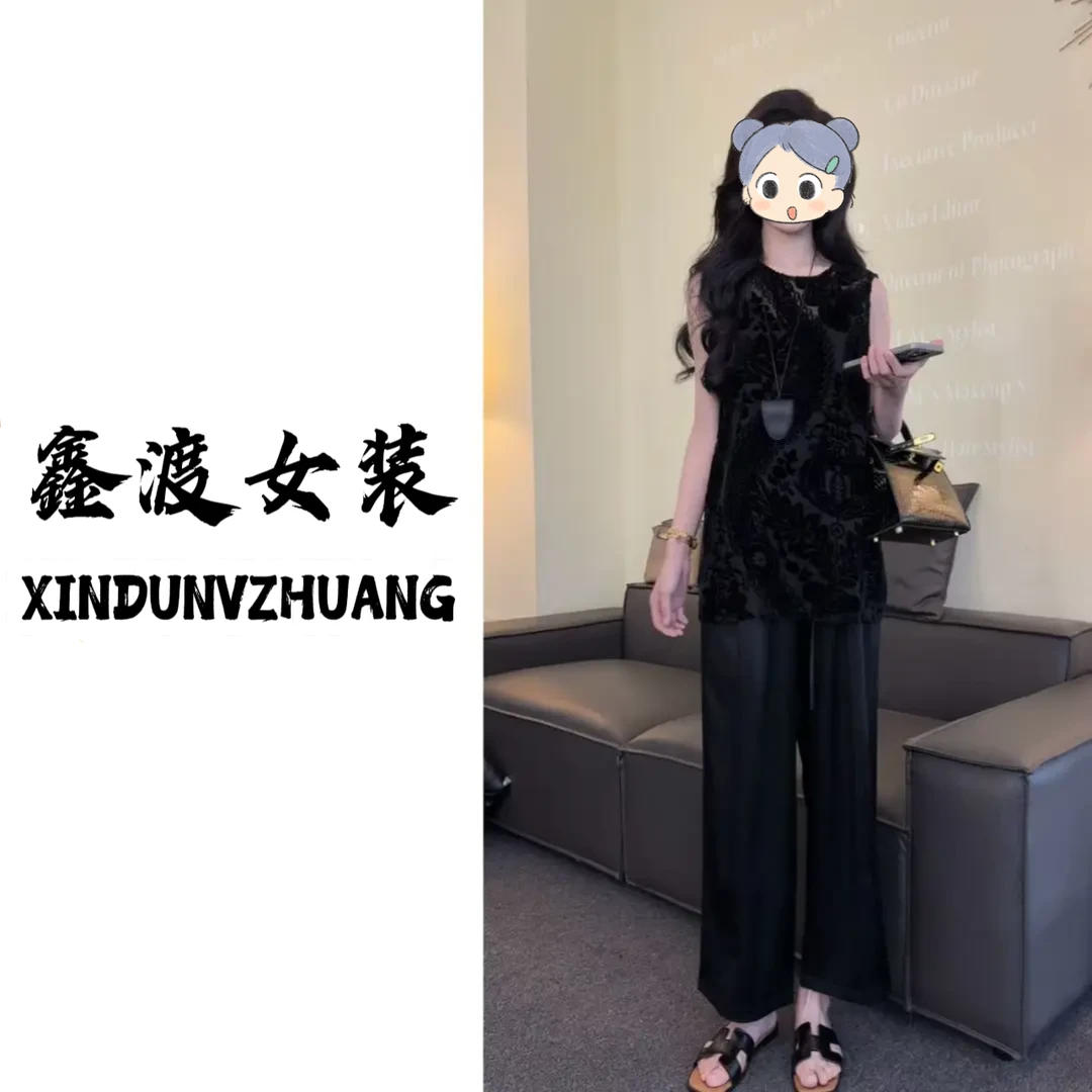 2025夏季新款时尚显瘦气质女士网红洋气两件套百搭款D5647