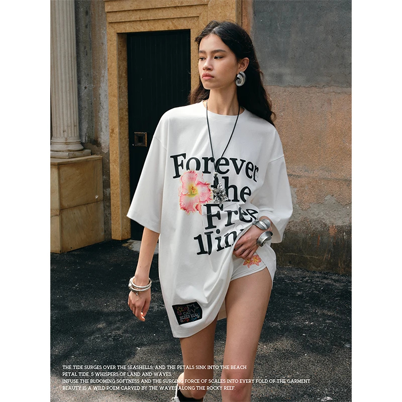【25夏季新款Vol.2】1JINN STUDIO oversize花卉字母印花大T