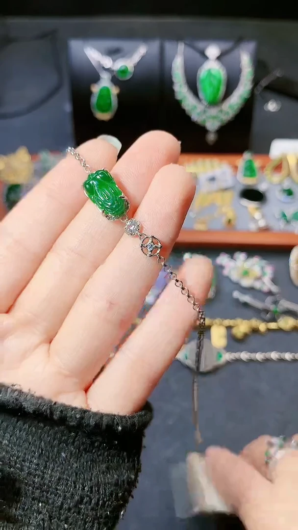 【闪购商品】翡翠手链银S925镶嵌手链