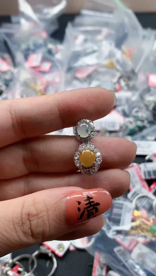 银S925镶嵌戒指翡翠天然A货缅甸翡翠