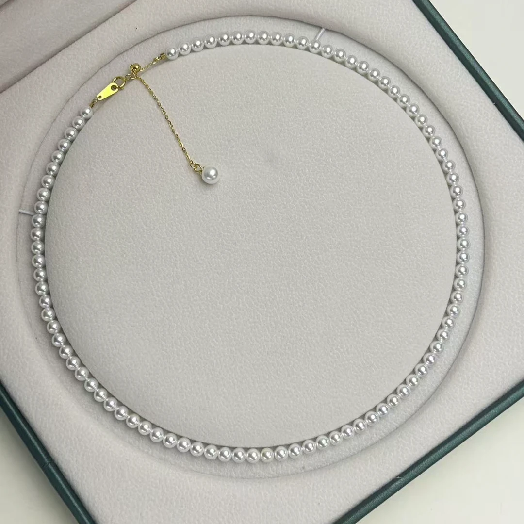 链子925银 925银3-5mm经典正圆时尚极光小米珠40+5公分