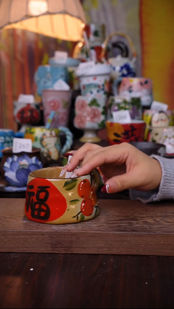 杯子陶泥垚手作 景德镇手工手绘陶瓷器物