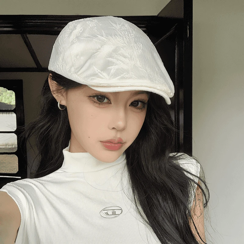 国风复古前进帽春夏季薄款大头围鸭舌帽子女款2024新款时尚贝雷帽