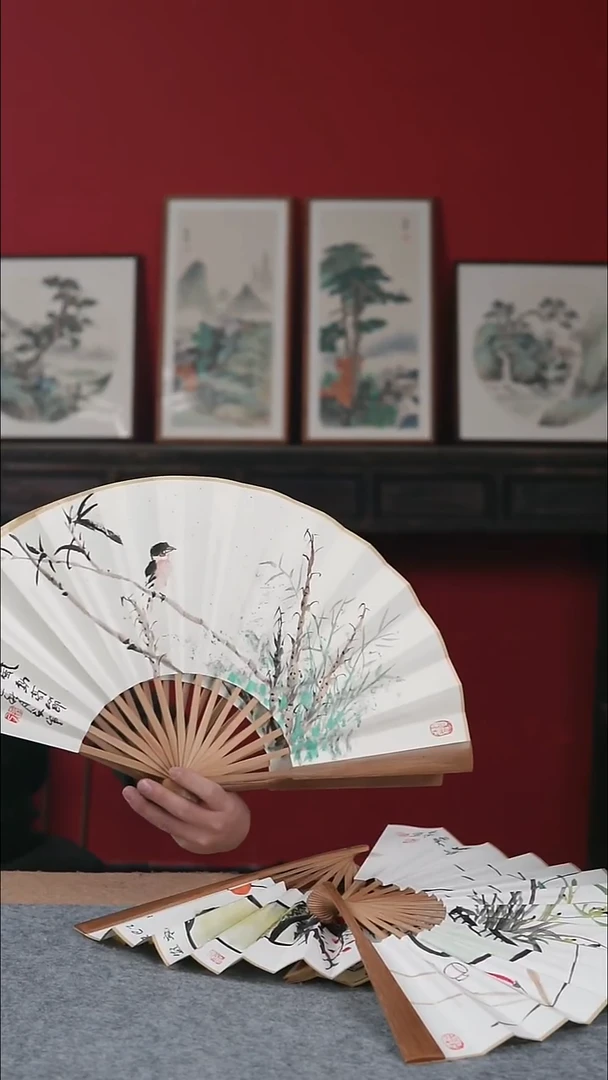 国画翰**修纯手写纯手绘-10寸扇子