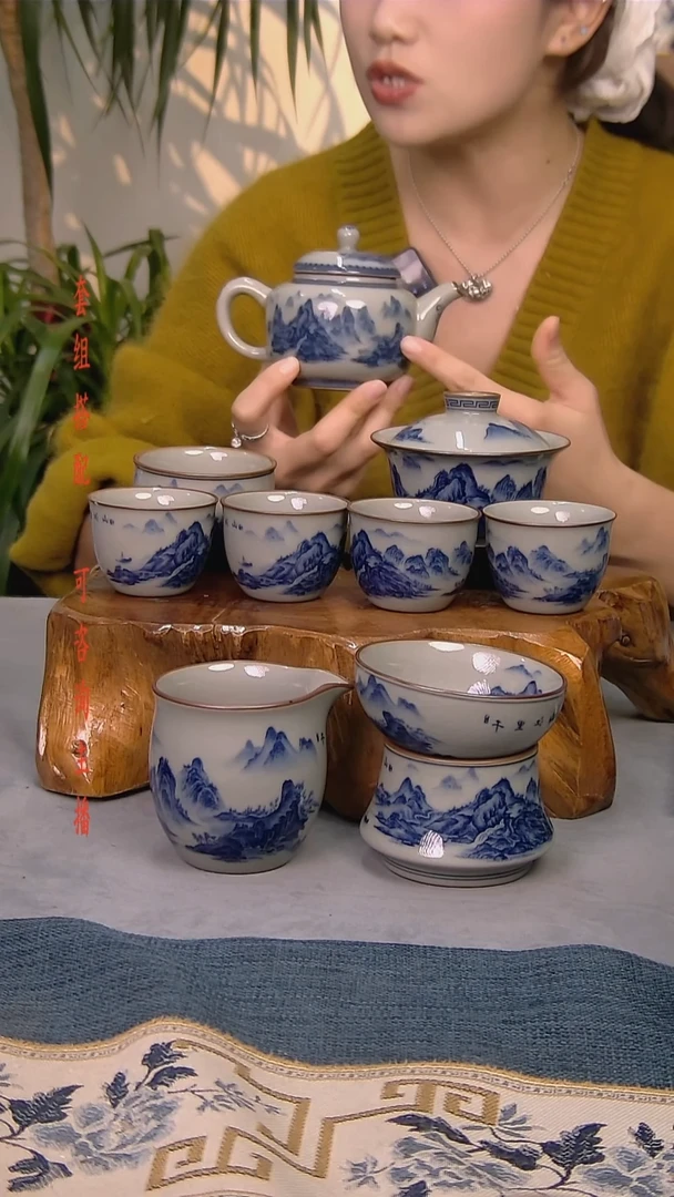 简装家用款9件套 老陶泥开片纹陶瓷茶具