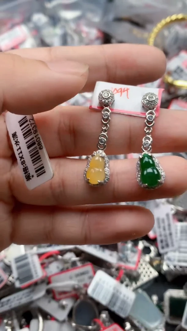 银S925镶嵌戒指翡翠天然A货缅甸翡翠