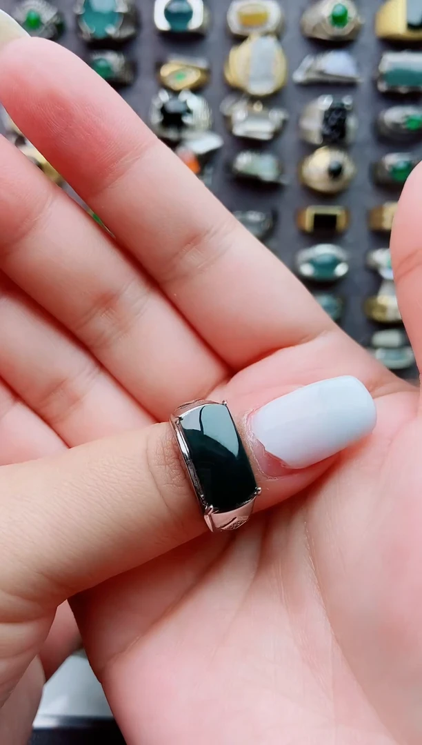 未镶嵌戒指翡翠E*O天然翡翠男戒