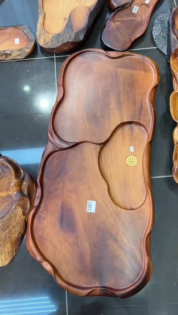 【闪购商品】大果紫檀（缅甸花梨）茶盘3367