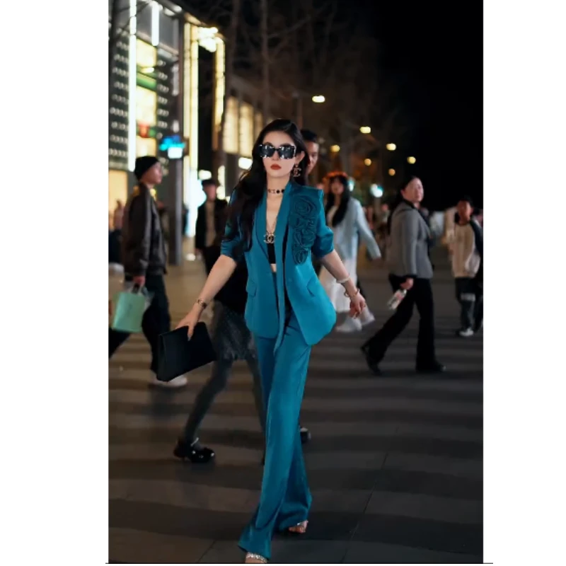 【YING FASHION】莹老板-时尚百搭系带花朵西装外套 8020125 927