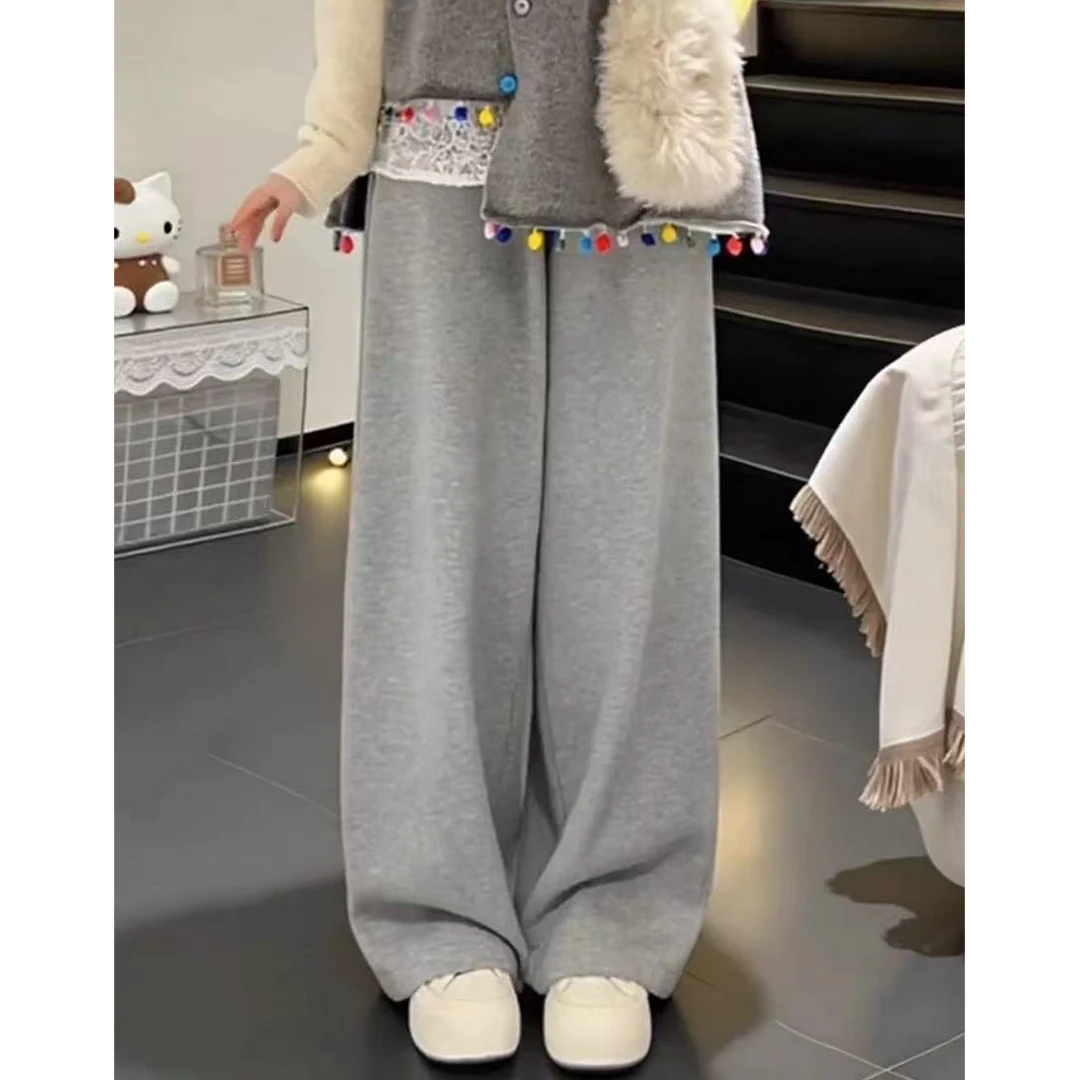 杭州女裤休闲裤显瘦阔腿裤外穿秋冬卫裤加厚休闲长裤