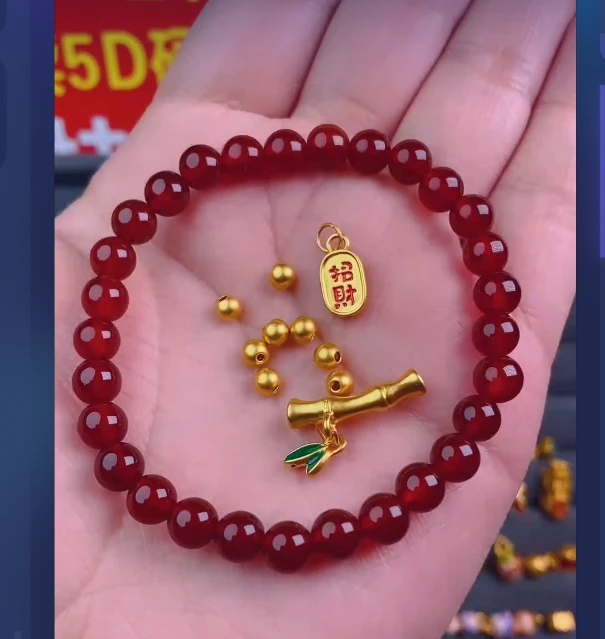 足金999 卡4古法8颗+竹节+纳福牌/ 多样性发