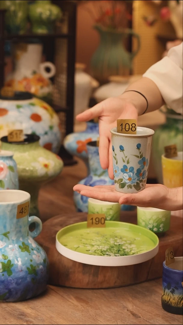 陶瓷108景德镇设计师手作花器摆件侘寂风