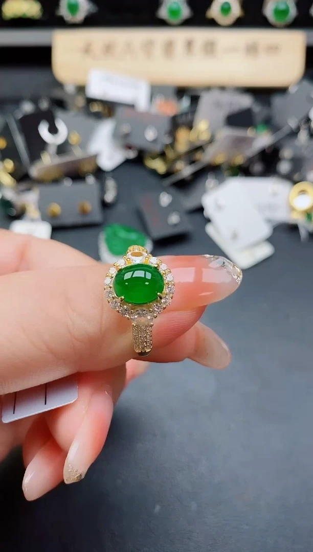 银S925镶嵌戒指翡翠508