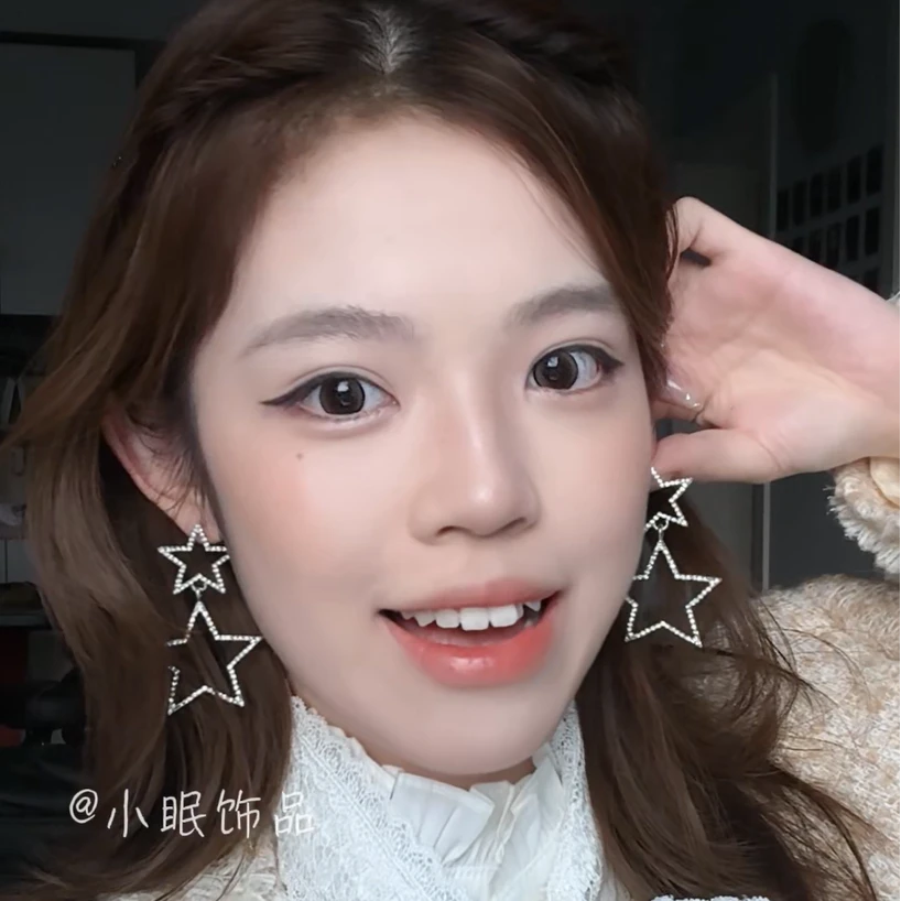 合金锆石耳饰 简约夸张闪钻星星耳环女ins小众设计感耳钉Y2K甜酷