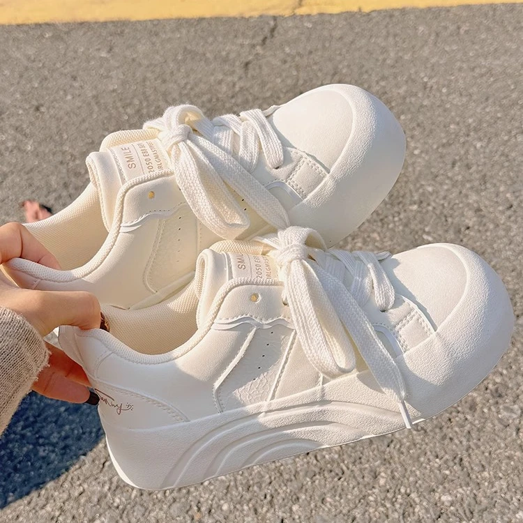 Moleubak小白鞋女2025新款夏韩系厚底百搭板鞋运动休闲小众鞋子女