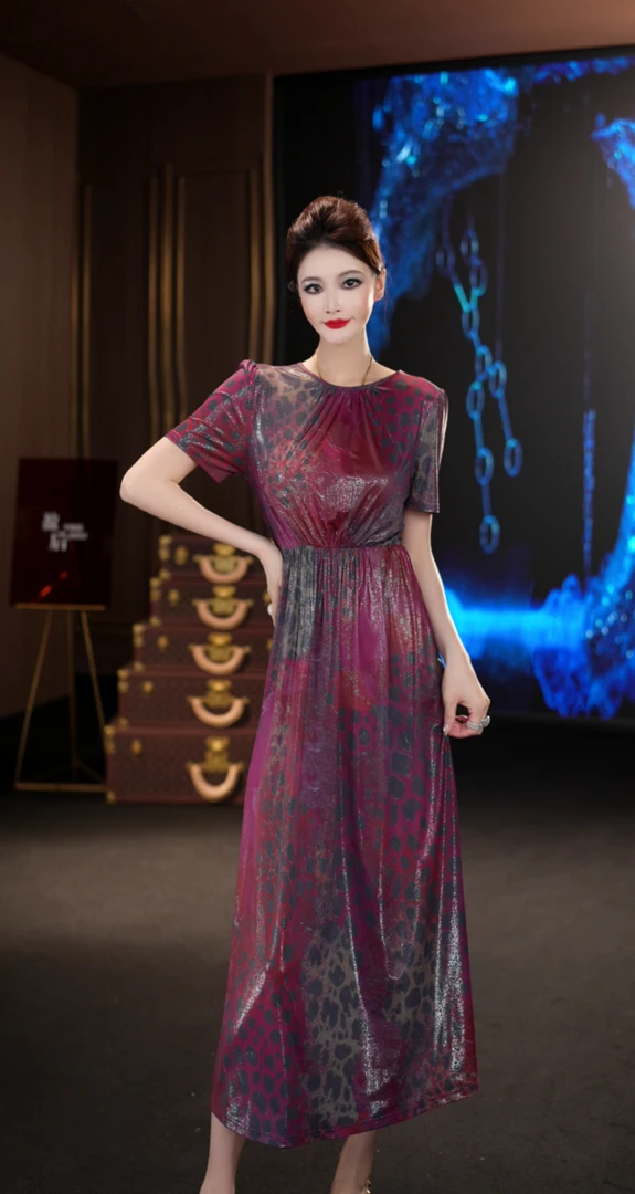 YINGHOU【曼曼】显瘦轻奢长款时尚优雅法式设计师连衣裙D29107