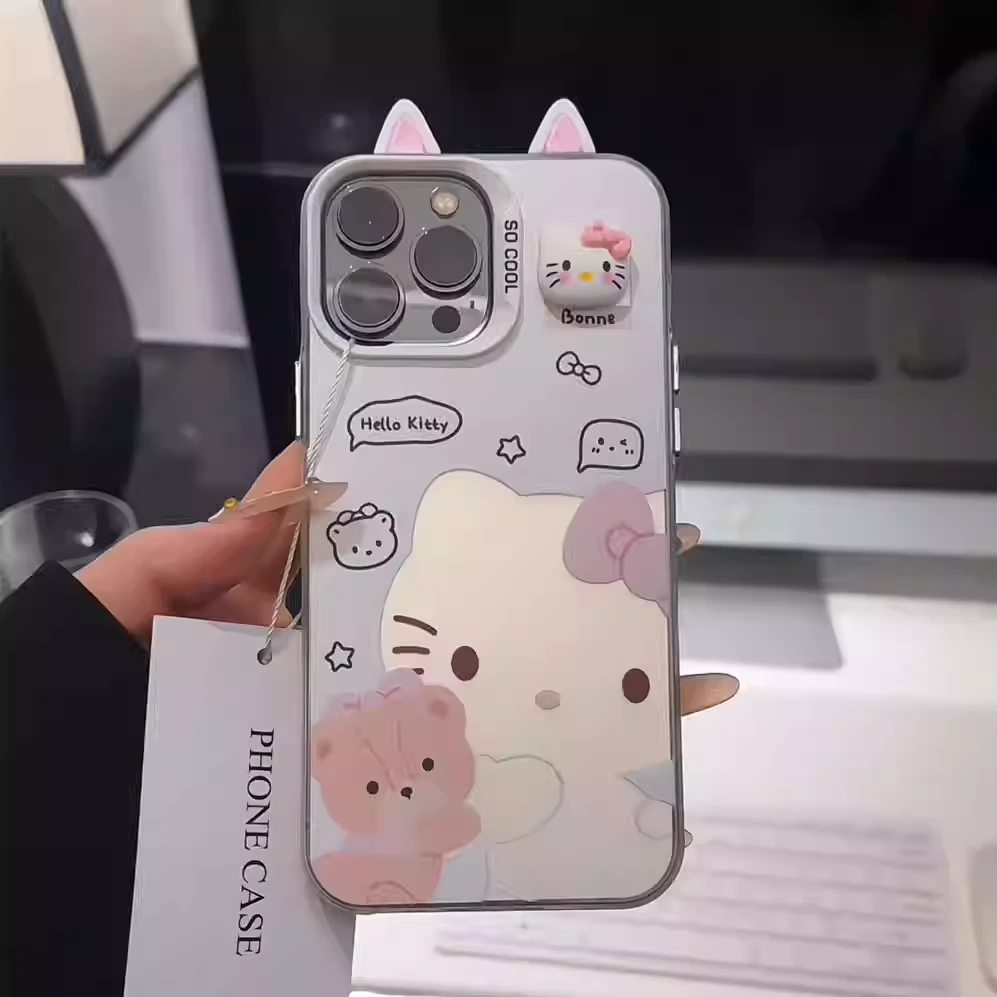 镂空KT猫适用于苹果17华为荣耀OPPO/VIVO彩银小米/IQOO一加手机壳