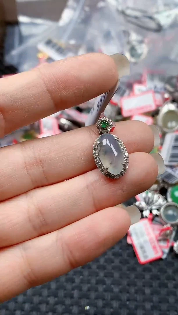 银S925镶嵌戒指翡翠天然A货缅甸翡翠