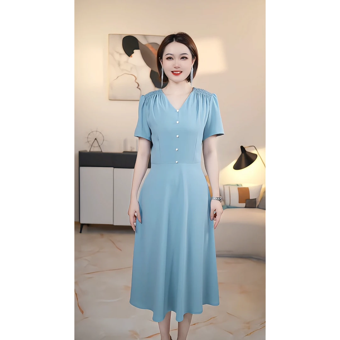 【深圳薇姐清仓】D高端大码原创遮肉显瘦连衣裙 D5039