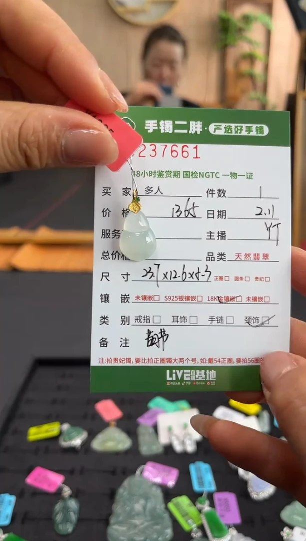 【闪购商品】翡翠吊坠(不含链)18K金镶嵌多人