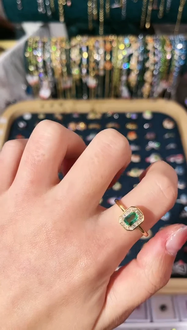 【闪购商品】祖母绿戒指银S925镶嵌A-503