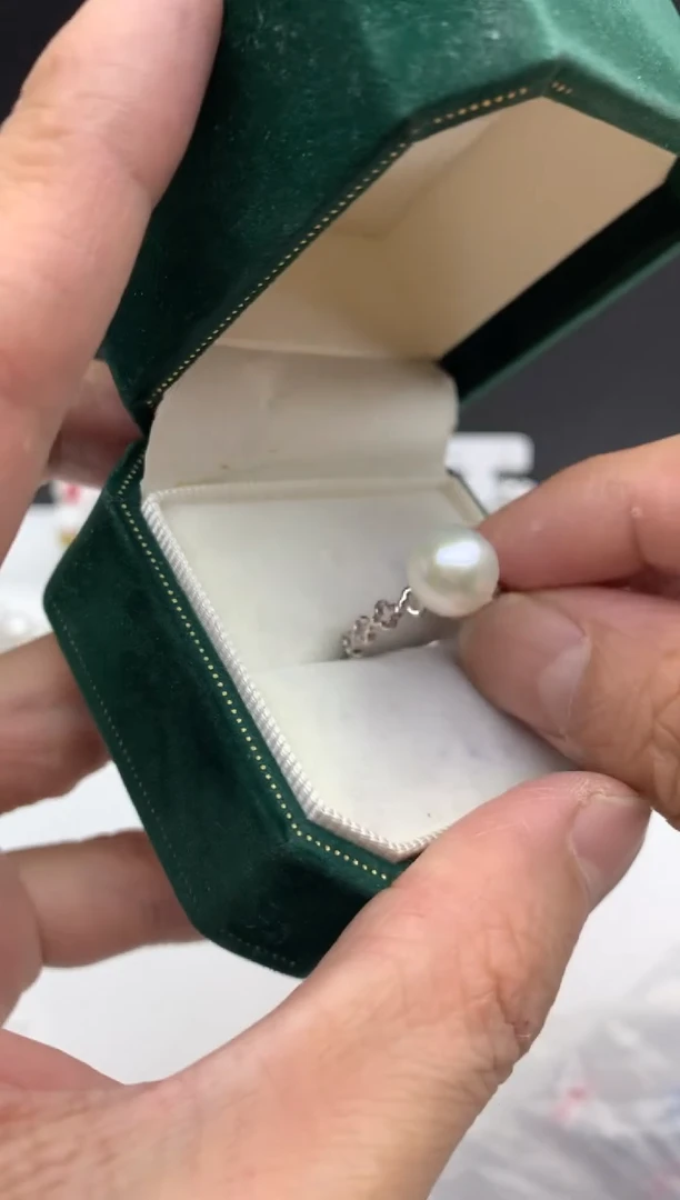 银S925镶嵌ff淡水珍珠白珠戒指