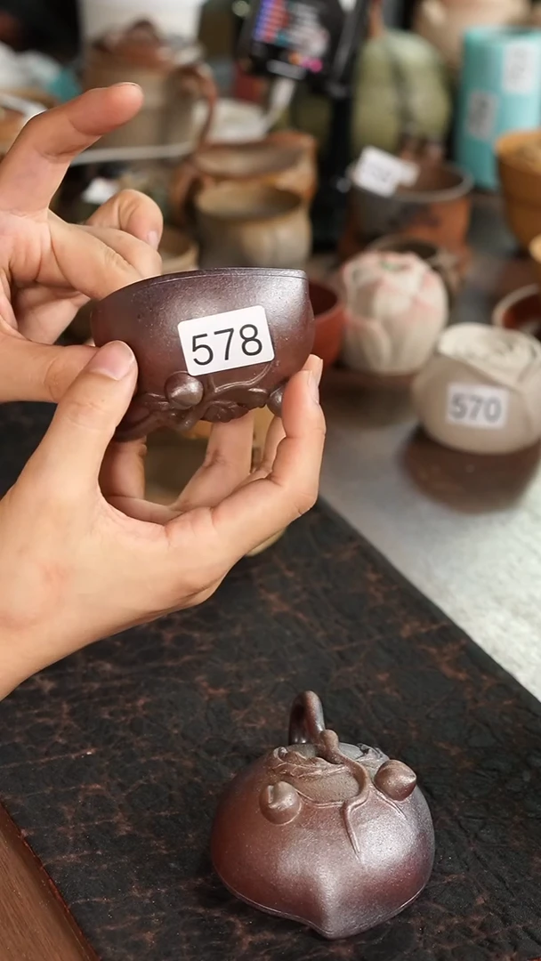 紫砂茶宠578号柴烧桃杯微瑕