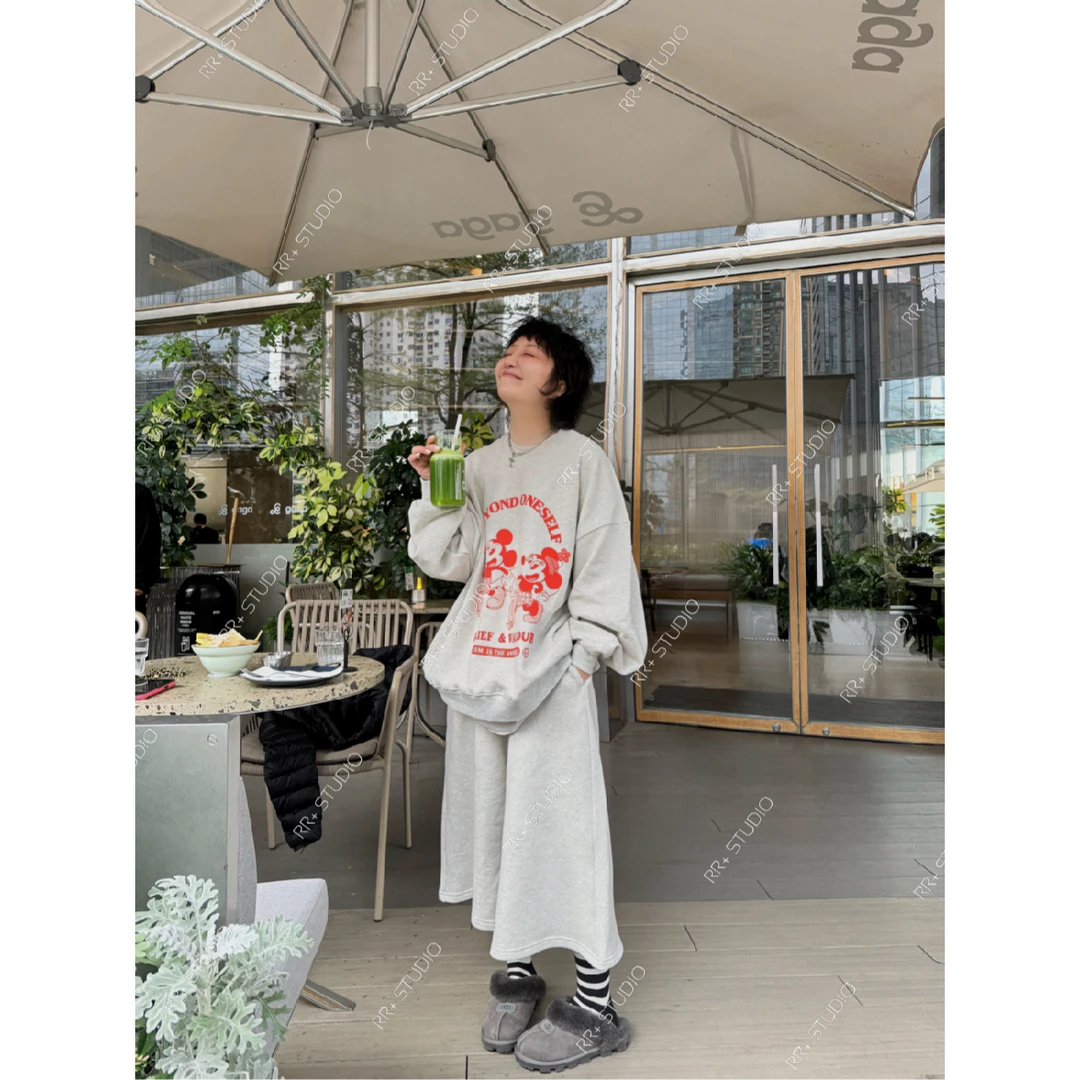 23066高级感休闲套装女宽松减龄卫衣卫裤两件套