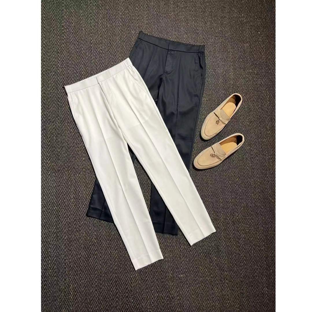 【极简有型】夏季凉感 L*P天*丝棉混纺高奢定织九分休闲裤西裤男士