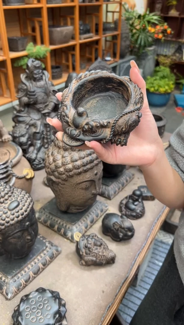 陶土【合成青石】金蟾盆