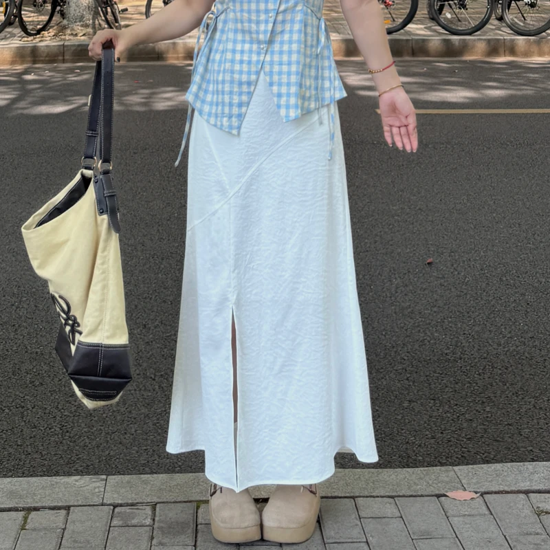 盈盈&南岛风大码女装薄款开叉半身裙夏季胖mm高腰显瘦半裙ZYY1811