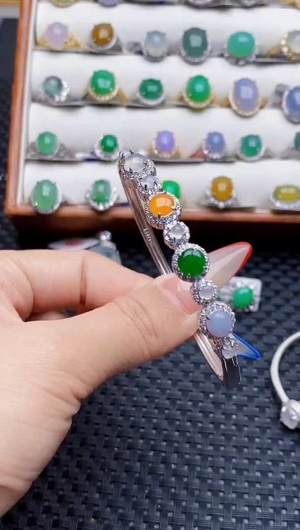 银S925镶嵌戒指翡翠6855