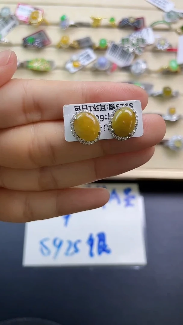 银S925镶嵌戒指翡翠翡翠 蛋面 银S925镶嵌