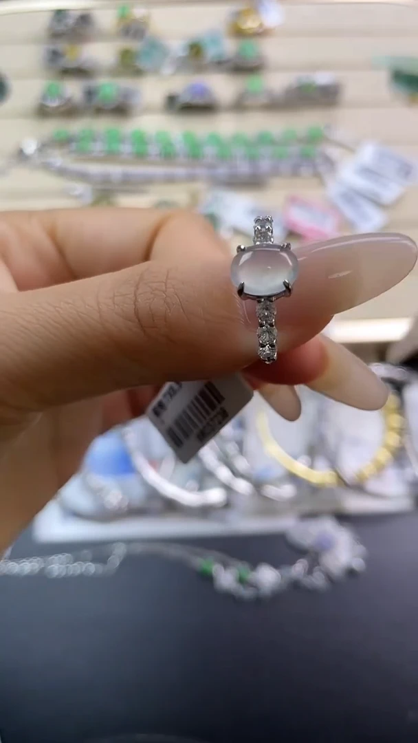 银S925镶嵌戒指翡翠翡翠 蛋面 银S925镶嵌