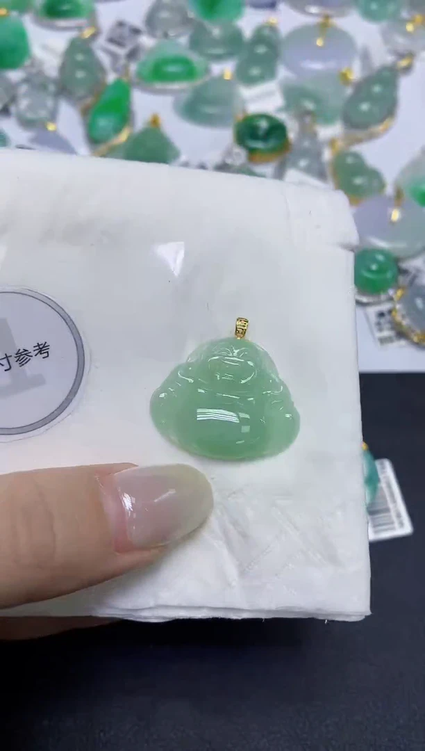 颈饰18K金镶嵌翡翠天然缅甸翡翠A货多样性发一件