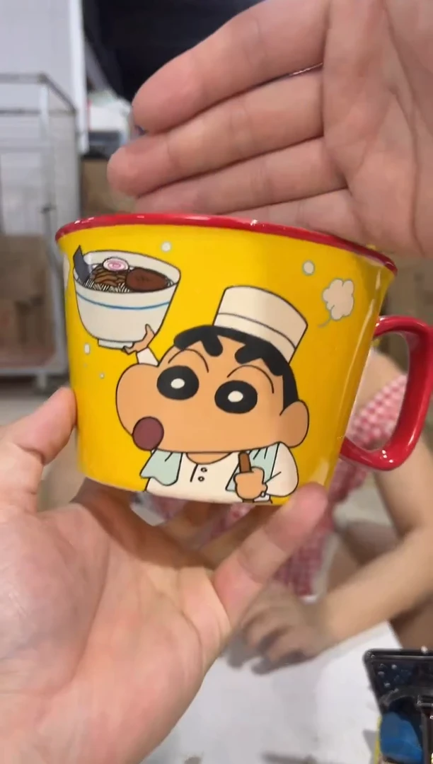瓷片黄色厨师小新泡面碗微瑕