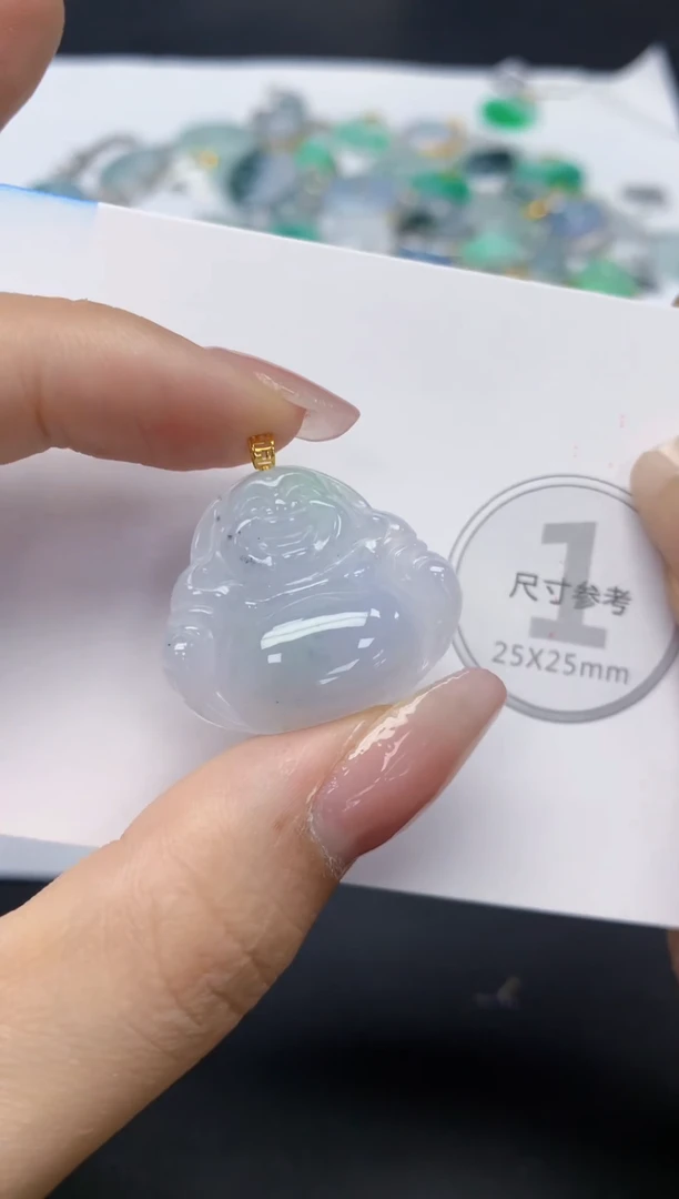 颈饰18K金镶嵌翡翠天然缅甸a货翡翠百元以上9元证书费自理