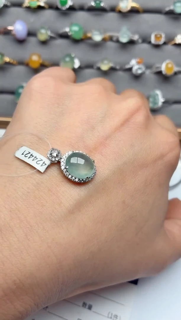 吊坠(不含链)银S925镶嵌翡翠.