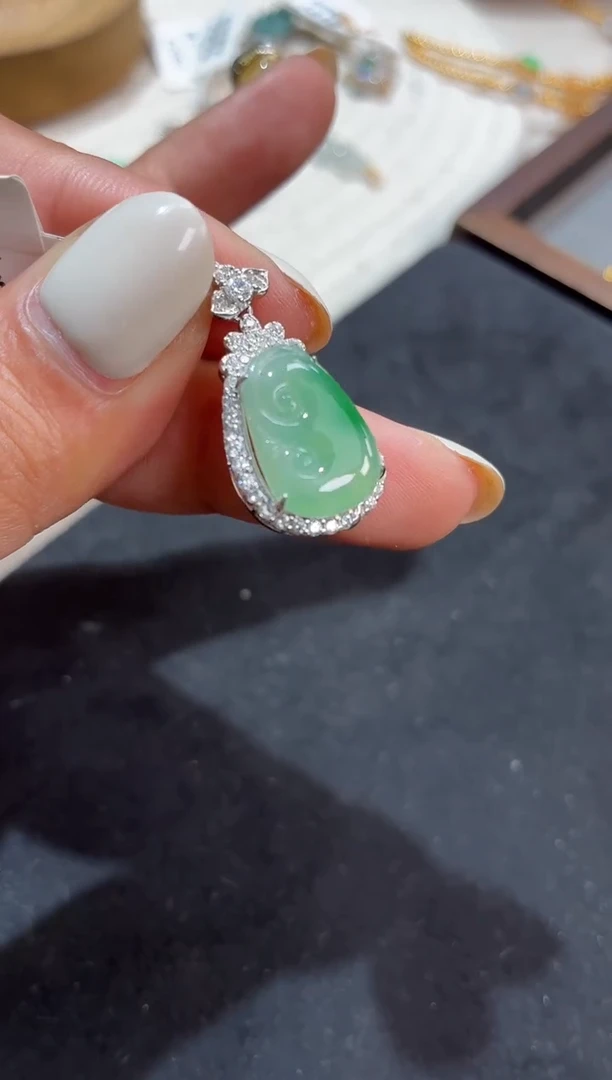 吊坠(不含链)银S925镶嵌翡翠【挽石珠宝】如意