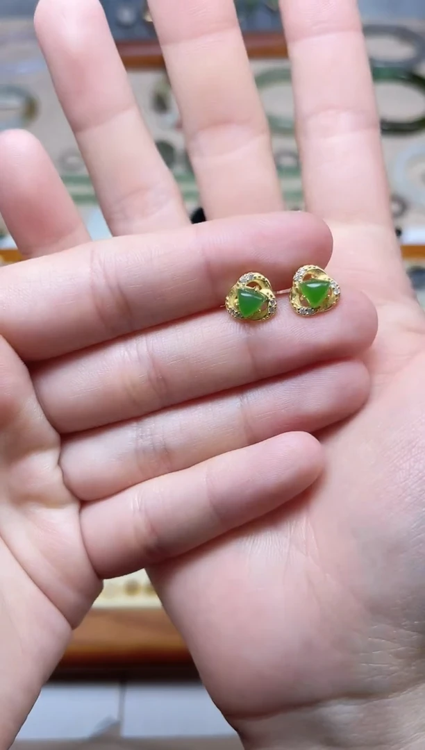 【闪购商品】和田玉耳饰银S925镶嵌耳钉06