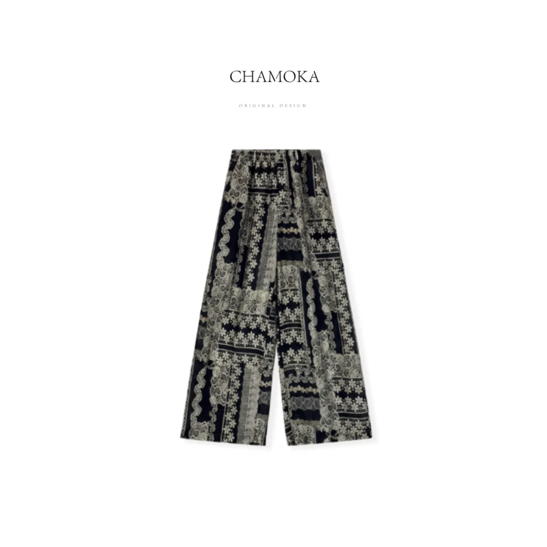 【海岛裤】夏日凉感轻奢百搭显瘦复古撞色花纹轻薄海岛裤L993