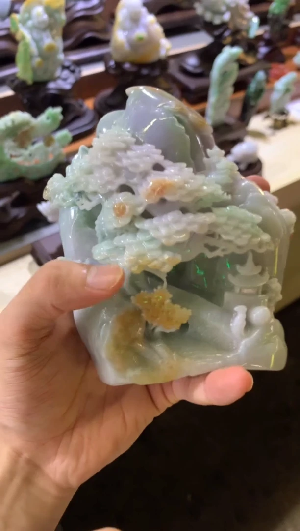 未镶嵌挂件翡翠落***情翡翠摆件