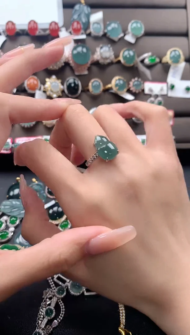 【闪购商品】翡翠戒指银S925镶嵌4324324234