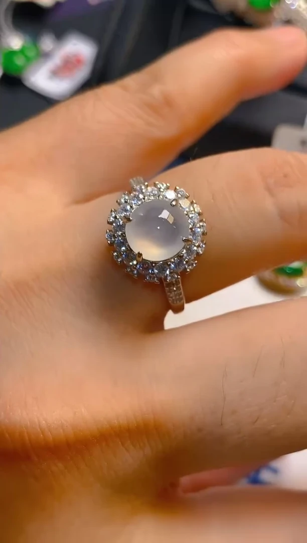 翡翠银S925镶嵌耳饰天然