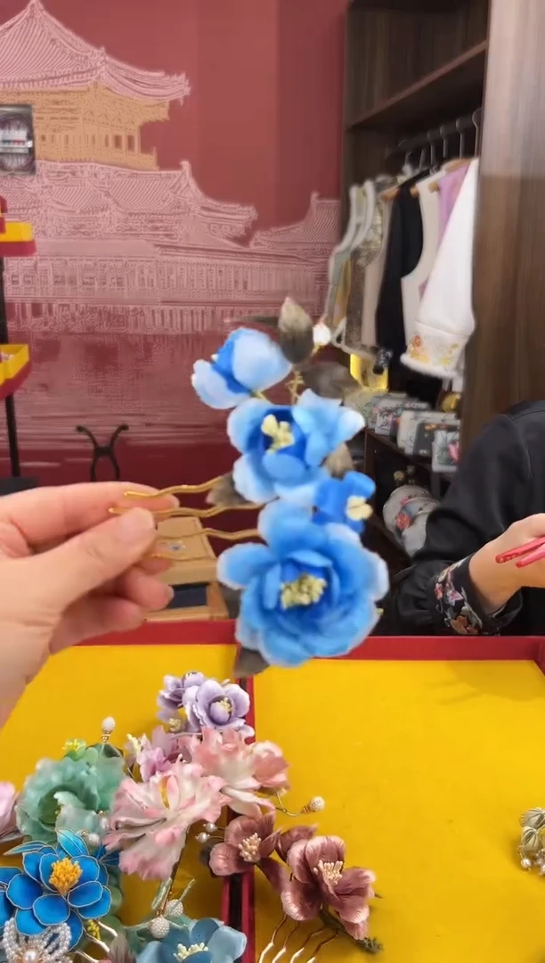 【闪购商品】刺绣非遗绒花（发饰）