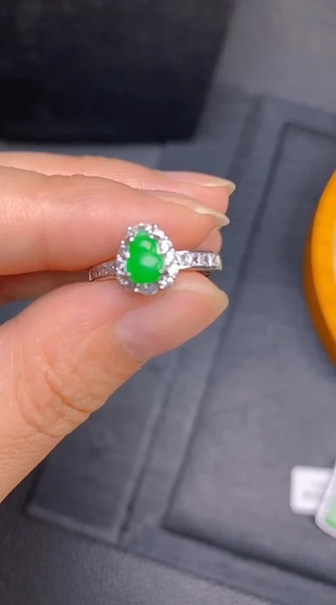 翡翠戒指银S925镶嵌葫芦